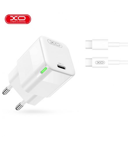 XO ładowarka sieciowa CE06 PD 30W 1x USB-C biała + kabel USB-C - USB-C TFO GSM170019