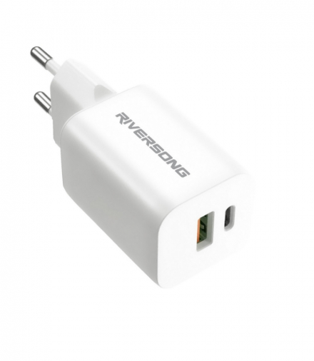 Riversong ładowarka sieciowa SafeKub D6 1x USB 1x USB-C 30W biała AD28 TFO GSM173748