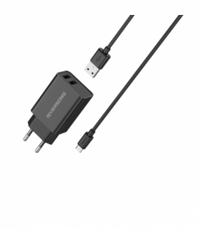 Riversong ładowarka sieciowa SafeKub D2 2x USB 12W czarna + kabel USB - microUSB AD29 + CM85 TFO GSM173770