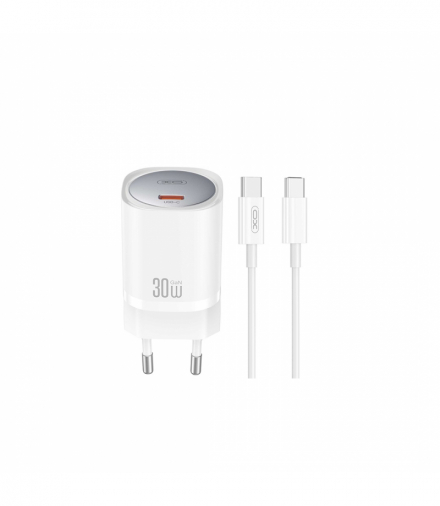 XO ładowarka sieciowa CE20 PD 30W 1x USB-C biała + kabel USB-C - USB-C TFO GSM176812