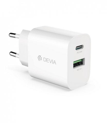 Devia ładowarka sieciowa Smart PD 1x USB-C 1x USB 20W biała TFO BRA013519