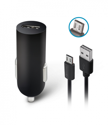 Forever ładowarka samochodowa M02 1x USB 2A czarna + kabel microUSB TFO GSM032689