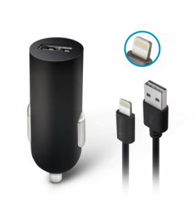 Forever ładowarka samochodowa M02 1x USB 2A czarna + kabel Lightning TFO GSM032691