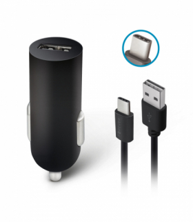 Forever ładowarka samochodowa M02 1x USB 2A czarna + kabel USB-C TFO GSM032693