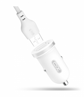 XO ładowarka samochodowa TZ08 2x USB 2,1A biała + kabel Lightning TFO GSM095625