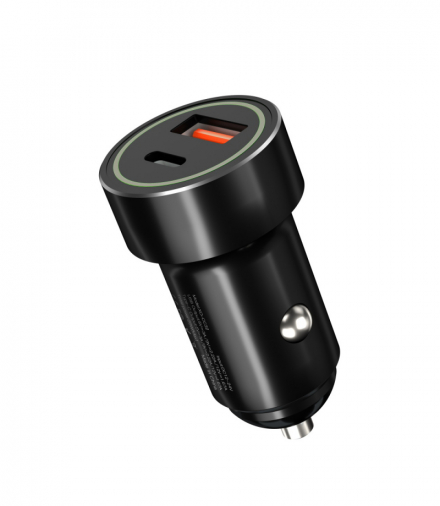 XO ładowarka samochodowa CC32 PD QC 3.0 20W 1X USB 1x USB-C czarna TFO GSM106740