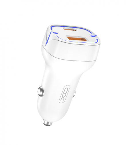 XO ładowarka samochodowa CC37 PD QC 3.0 20W 1X USB 1x USB-C biała TFO GSM110210