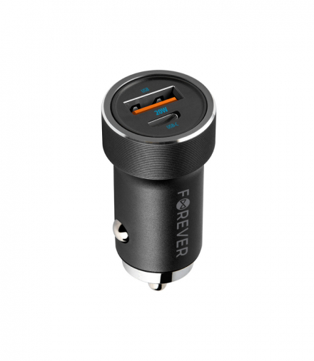 Forever ładowarka samochodowa PD QC CC-06 1x USB-C 1x USB 20W czarna TFO GSM112638