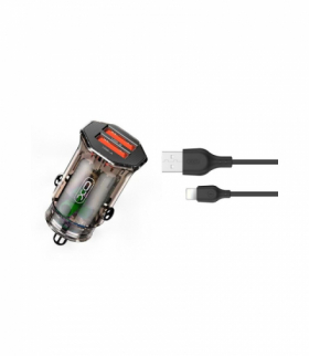 XO Clear ładowarka samochodowa CC49 2x USB 2,4A dymiona + kabel Lightning TFO GSM167349