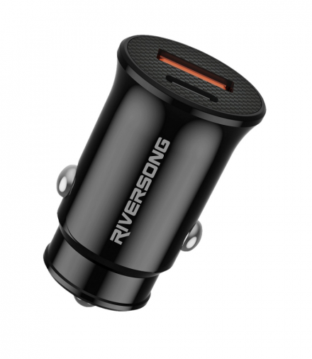 Riversong ładowarka samochodowa Safari S9 1x USB 1x USB-C 20W czarna CC22 TFO GSM174338