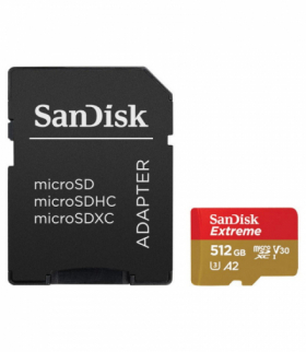 SanDisk karta pamięci 512GB microSDXC Extreme Mobile A2 C10 V30 UHS-I U3 160 / 90 MB/s TFO AKKSGKARSAN00045