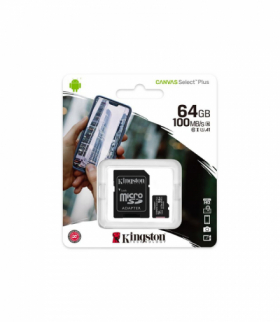 Kingston karta pamięci 64GB microSDXC Canvas Select Plus kl. 10 UHS-I 100 MB/s + adapter TFO AKKSGKARKIN00003