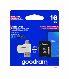 GoodRam karta pamięci 16GB microSDHC kl. 10 UHS-I + adapter + czytnik kart TFO AKKSGKARGDR00011