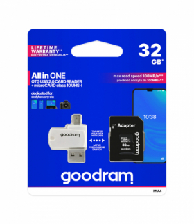 GoodRam karta pamięci 32GB microSDHC kl. 10 UHS-I + adapter + czytnik kart TFO AKKSGKARGDR00014