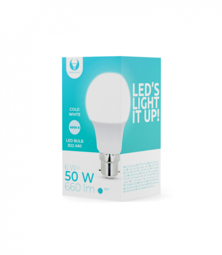 Żarówka LED B22 A60 6W 230V 6000K 660lm Forever Light TFO RTV100500