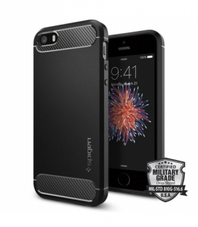 Nakładka Rugged Armor do iPhone 5S / SE czarna TFO Spigen BRA003737