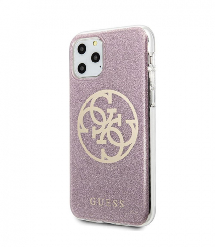 Nakładka do iPhone 11 Pro Max GUHCN65PCUGLPI różowe hard case Glitter 4G Logo TFO Guess GSM099160