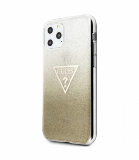 Nakładka do iPhone 11 Pro Max GUHCN65SGTLGO złota hard case Glitter Triangle TFO Guess GSM100117