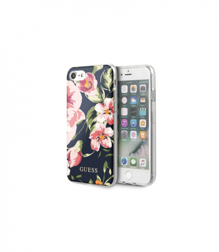 Nakładka do iPhone 7 / 8 / SE 2020 GUHCI8PCUTRFL03 granatowe hard case Flower Collection TFO Guess GSM102726
