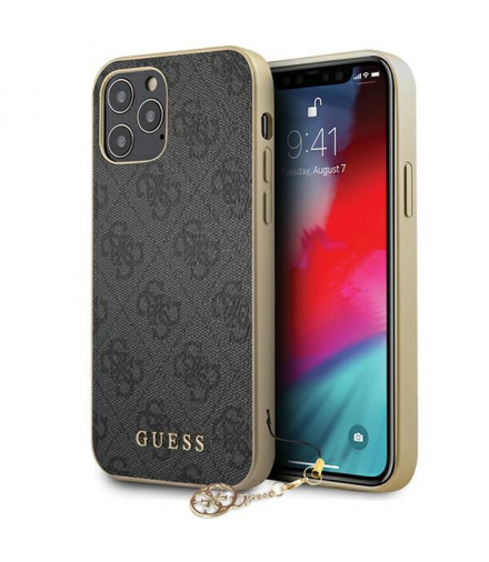 Nakładka do iPhone 12 Pro Max 6,7" GUHCP12LGF4GGR szare hard case 4G Charms Collection TFO Guess GSM104809