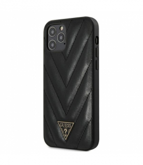 Nakładka do iPhone 12 Pro Max 6,7" GUHCP12LPUVQTMLBK czarne hard case V-Quilted Collection TFO Guess GSM104824