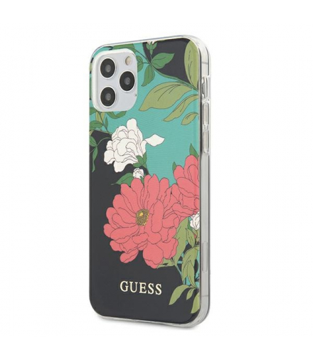 Nakładka do iPhone 12 / 12 Pro 6,1" GUHCP12MIMLFL01 czarne hard case N`1 Flower Collection TFO Guess GSM104832