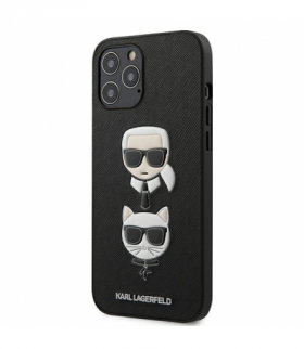 Nakładka do iPhone 12 / 12 Pro 6,1" KLHCP12MSAKICKCBK czarne hard case Saffiano Iconic Karl & Choupette Head TFO Karl Lagerfeld GSM106004
