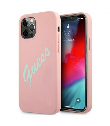 Nakładka do iPhone 12 / 12 Pro 6,1" GUHCP12MLSVSPG różowo-zielone hard case Silicone Vintage TFO Guess GSM109251
