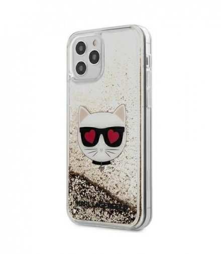 Nakładka do iPhone 12 Pro Max 6,7" KLHCP12LLCGLGO złoty hard case Liquid Glitter Choupette TFO Karl Lagerfeld GSM109310