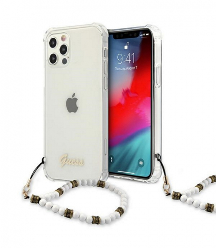 Nakładka do iPhone 12 / 12 Pro 6,1" GUHCP12MKPSWH przeźroczysta hard case White Pearl TFO Guess GSM111204