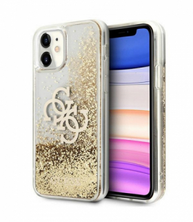 Nakładka do iPhone 12 Pro Max 6,7" GUHCP12LLG4GGO złote hard case 4G Big Liquid Glitter TFO Guess GSM111327