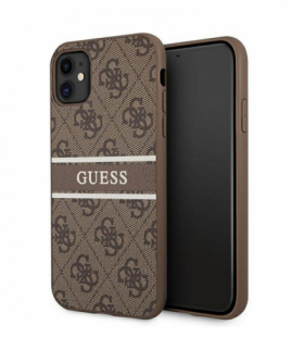 Nakładka do iPhone 11 GUHCN614GDBR brązowe hard case 4G Stripe TFO Guess GSM111352