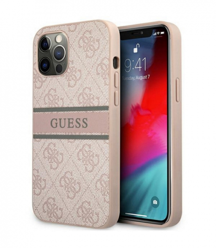 Nakładka do iPhone 12 / 12 Pro 6,1" GUHCP12M4GDPI różowa hard case 4G Stripe TFO Guess GSM111686