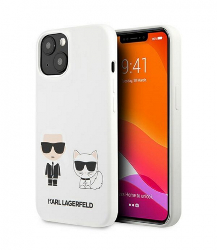 Nakładka do iPhone 13 Mini 5,4'' KLHCP13SSSKCW hard case białe Silicone Karl & Choupette TFO Karl Lagerfeld GSM112945