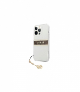 Nakładka do iPhone 13 6,1'' GUHCP13MKB4GBR przeźroczyste hard case 4G Brown Strap Charm TFO Guess GSM112996