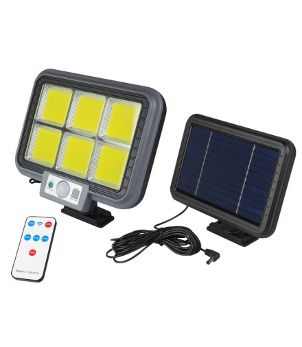 Lampa 6-LED COB duży rozmiar, panel solarny na kablu, wbudowany czujnik ruchu i zmierzchu, pilot LXHS8022A