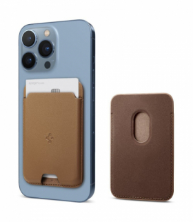 Portfel Valentinus MagSafe universal magnetic card holder brown TFO Spigen BRA011655