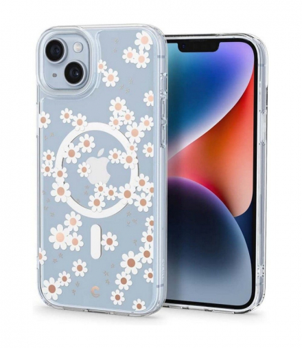 Nakładka Cyrill Cecile Mag Magsafe do iPhone 14 6,1" biała daisy TFO Spigen BRA012169