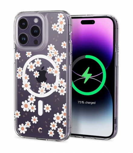 Nakładka Cyrill Cecile Mag Magsafe do iPhone 14 Pro Max 6,7" White Daisy TFO Spigen BRA012493