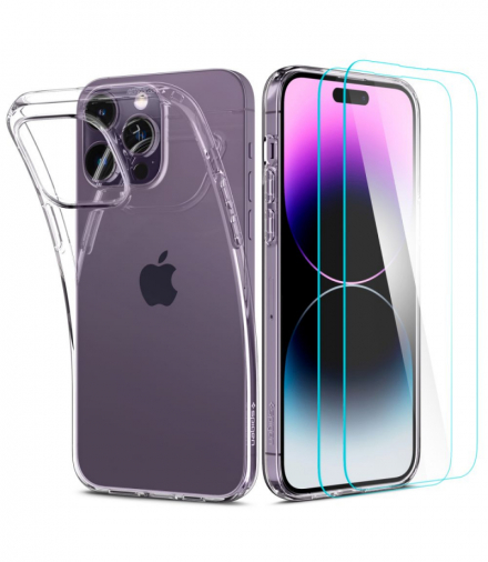 Nakładka + 2x szkło Crystal Pack Crystal Clear do iPhone 14 Pro 6,1" TFO Spigen BRA012503
