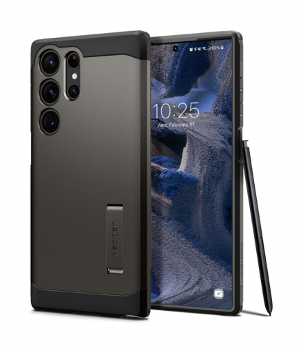 Nakładka Tough Armor do Samsung Galaxy S23 Ultra gunmetal TFO Spigen BRA012700