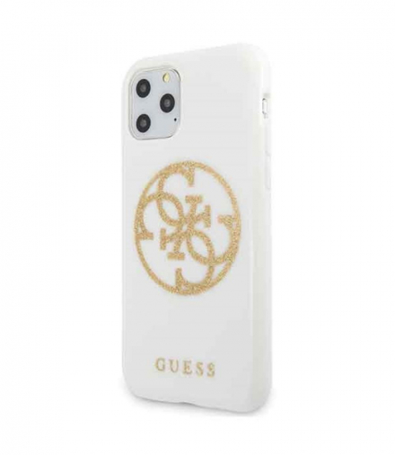 Nakładka do iPhone 11 Pro GUHCN58TPUWHGLG białe hard case Glitter 4G Circle Logo TFO Guess GSM099174