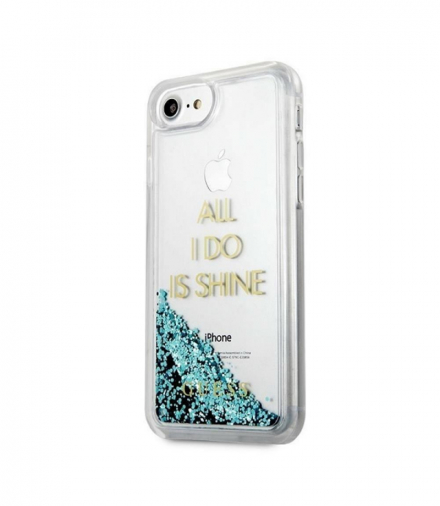 Nakładka do iPhone 7 / 8 / SE 2020 GUHCP7GLUQBL niebieski hard case Liquid Glitter Party TFO Guess GSM099911