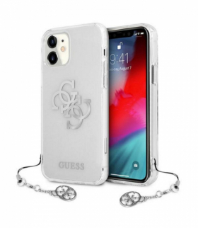 Nakładka do iPhone 12 / 12 Pro 6,1" GUHCP12MKS4GSI przeźroczysta hard case 4G Silver Charms Collection TFO Guess GSM111206