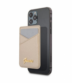 Wsuwka na karty GUWMSSASLGO złota MagSafe Saffiano TFO Guess GSM111281