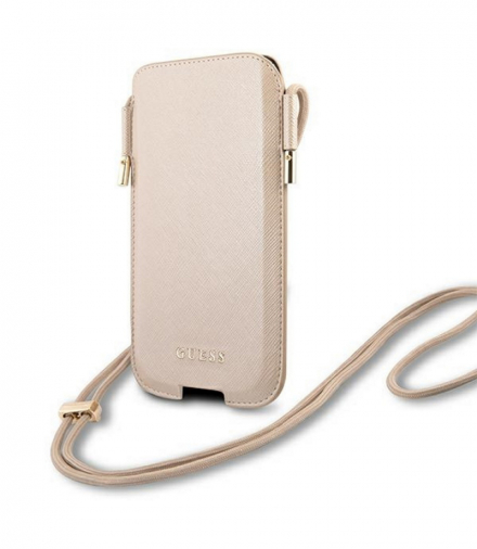 Torebka, etui, pokrowiec na telefon 6,1" GUHCP12MSAPSLG złota Saffiano TFO Guess GSM111289