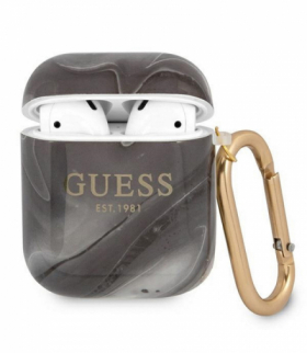Etui do AirPods GUA2UNMK czarne Marble Collection TFO Guess GSM111386