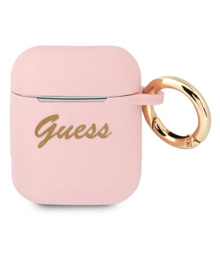 Etui do AirPods GUA2SSSI różowe Silicone Vintage Script TFO Guess GSM111389