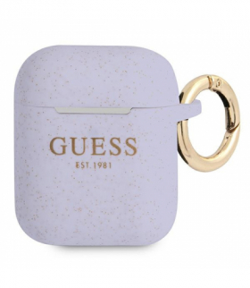 Etui do AirPods GUA2SGGEU fioletowe Silicone Glitter TFO Guess GSM111390