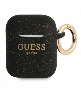Etui do AirPods GUA2SGGEK czarne Silicone Glitter TFO Guess GSM111392